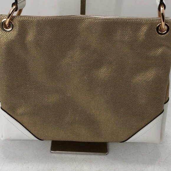 Michael Kors Nicole Gold Fabric Leather Medium Shoulder Bag SAMPLE - Picture 3 of 12